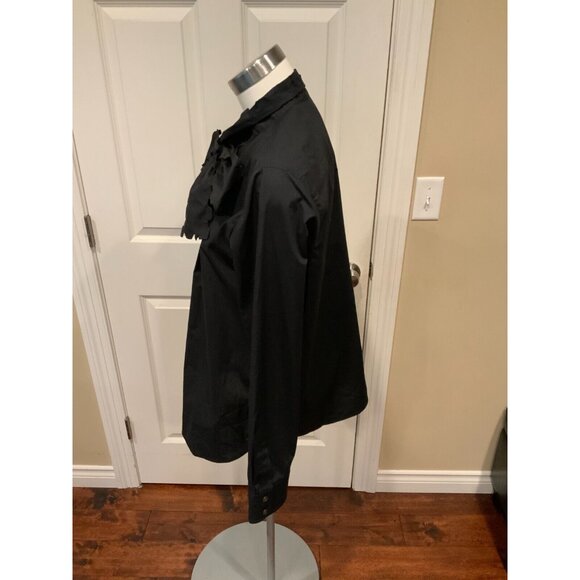 Tory Burch Black Scalloped Poplin  Bow Blouse Size 14 NWT Tie-Neck Preppy $498 - Picture 6 of 8